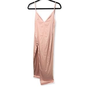 LEXI Light Pink Satin Maxi Dress | One-Side Slit | Formal / Evening Gown | Size0